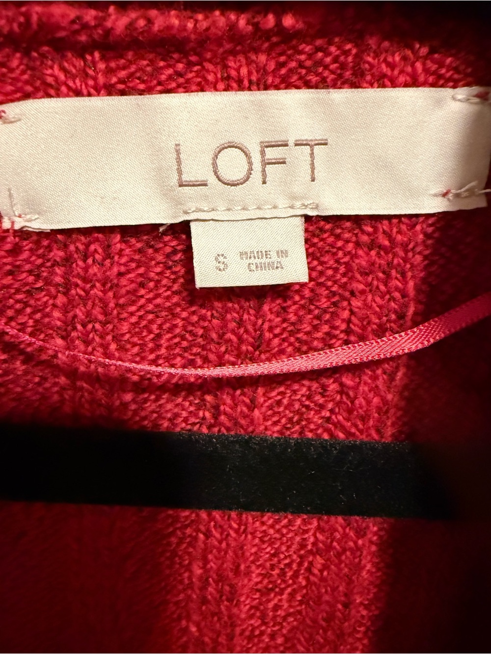 LOFT Red Ribbed Open-Front Cardigan with Pockets - Picture 5 of 5